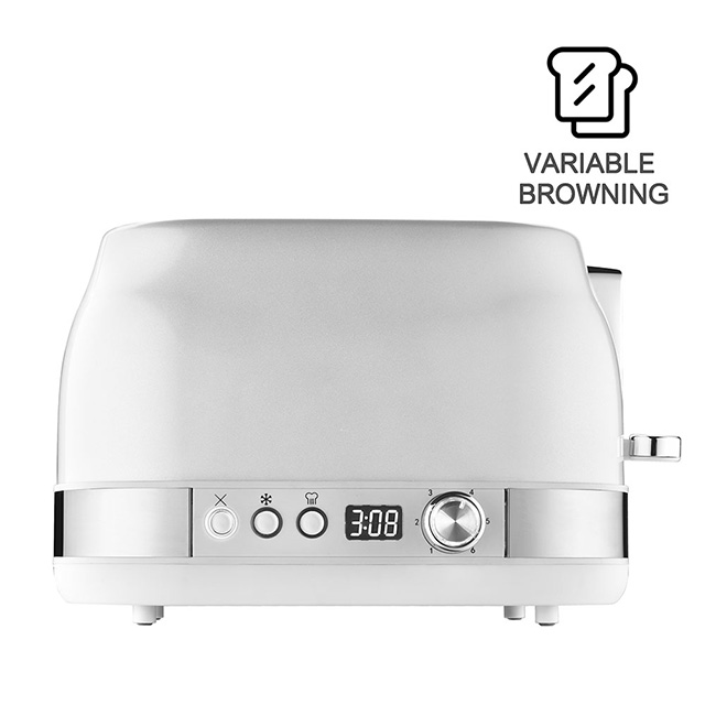 2片烤面包机不锈钢烤面包机（带LED显示屏）6面包罩设置宽槽
