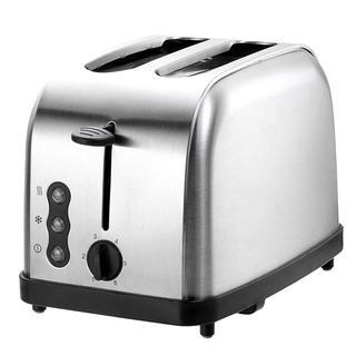 2片烤面包机不锈钢烤面包机，带6个面包罩设置宽槽