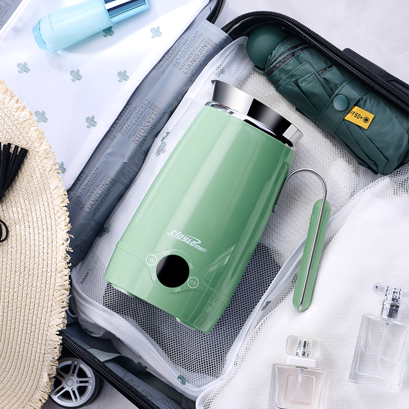 电热水壶0.5L迷你旅行水壶，带双壁冷触水壶，用于面条，甜点，茶和咖啡